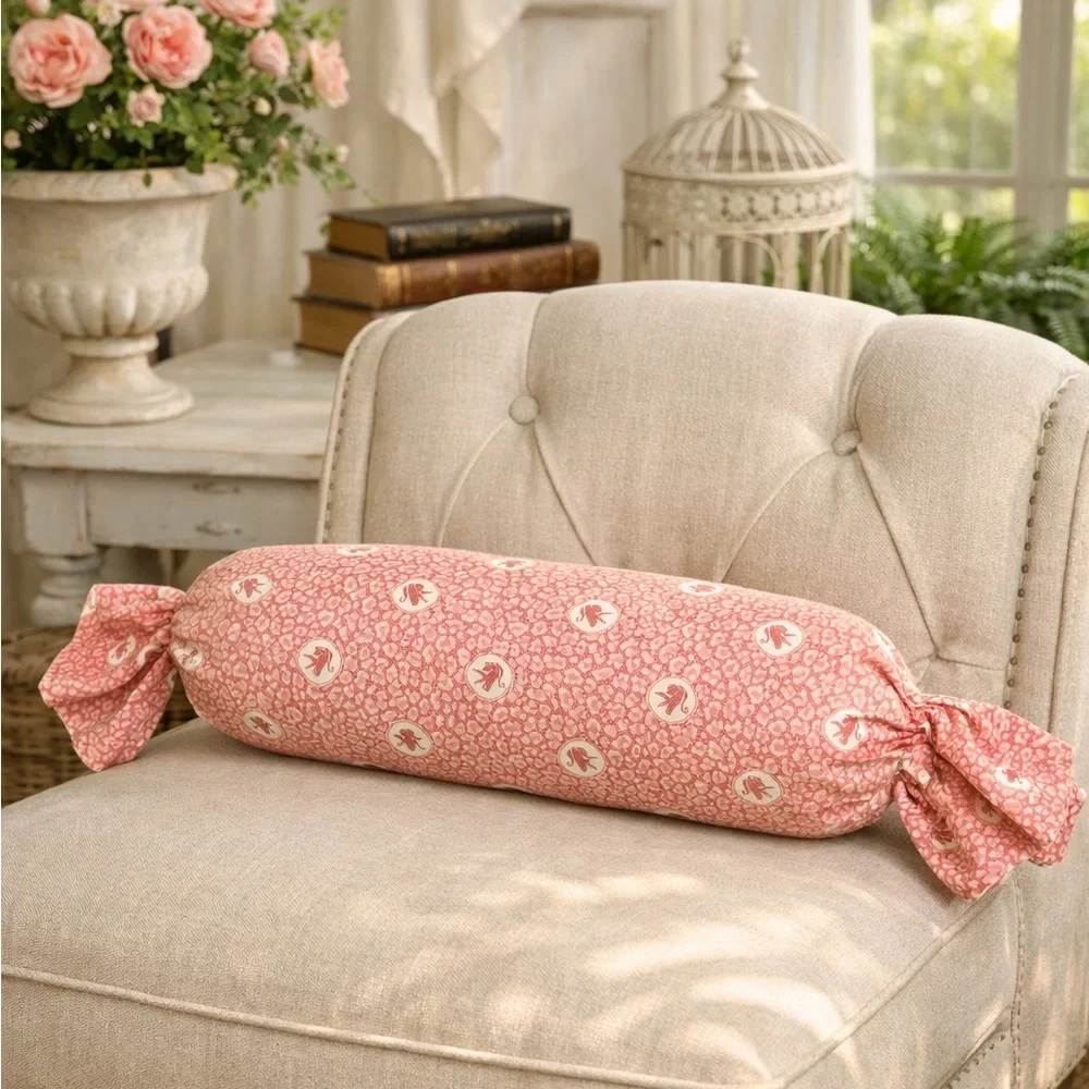 Monkey Pattern Bolster Throw Pillow Decorative Candy Roll Shape Pretty Monkey